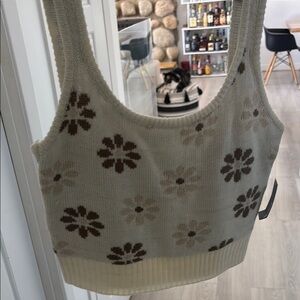 Ardene Cream Ribbed Sleeveless Crop Tank Top